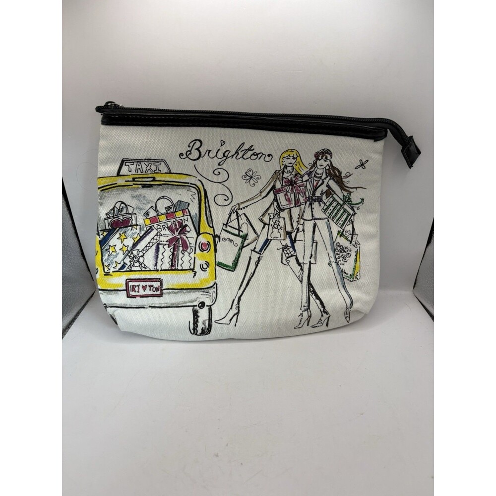 BRIGHTON HOLIDAY "CITY SCENES" FRIENDS SHOPPING ZIP XL COSMETICS BAG POUCH